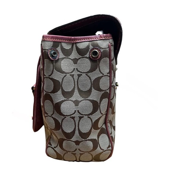 Coach Special Edition 2004 Brown Signature C Burgundy Suede Leather Satchel 7065 - Picture 6 of 10